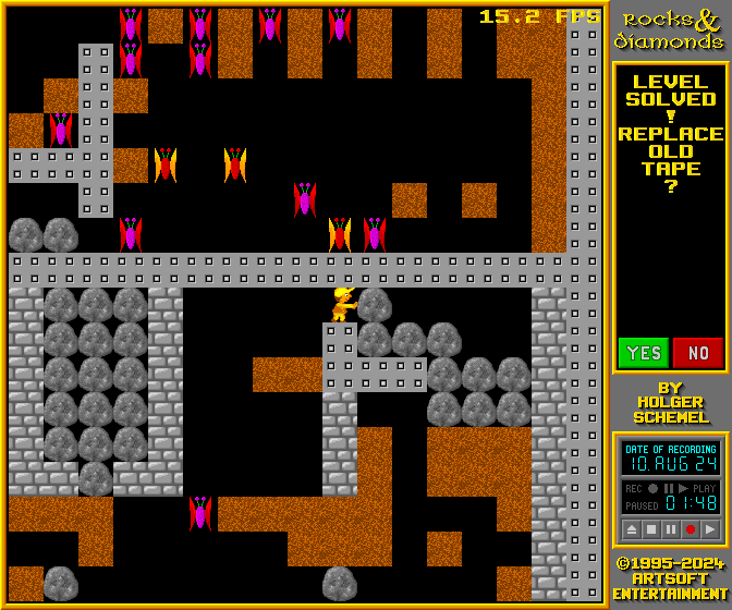 RnD Boulder Dash - Level finished but still pushing.png