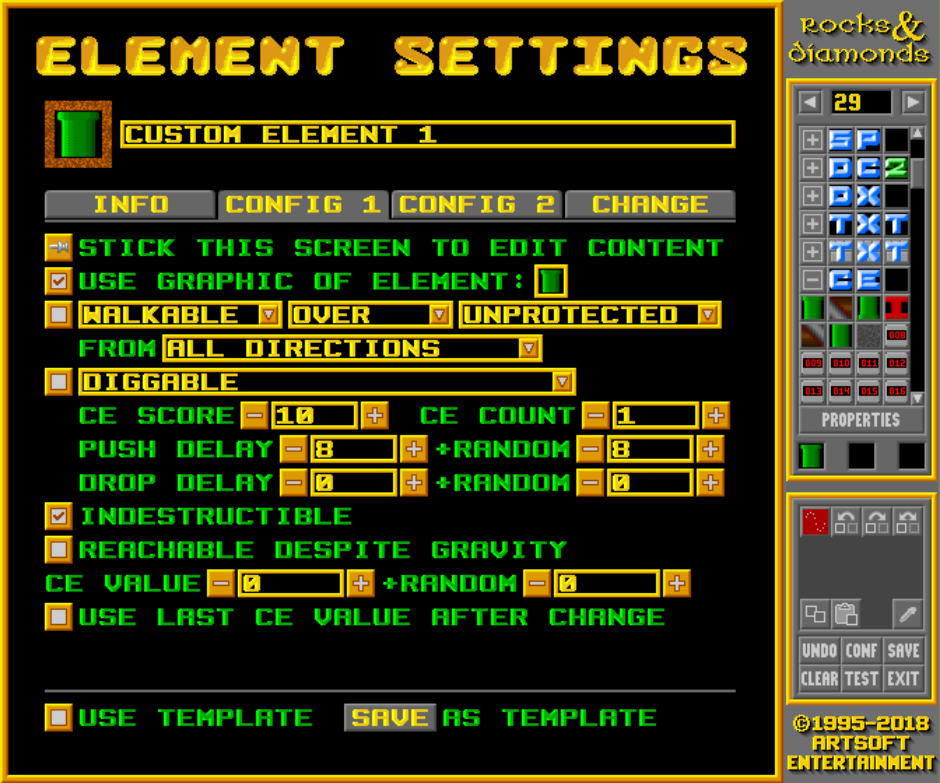 ✓ Element changes to [Normal wall] when/after: ✓ CE delay 0