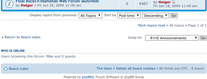 Rendered bottom of &quot;R'n'D Announcements&quot; forum